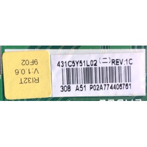 MAIN PARA TV TOSHIBA / NUMERO DE PARTE 461C5Y51L02 / SRI32T VTV-L32615 REV:1A / 431C5Y51L02 / MODELO 32L2300U1	